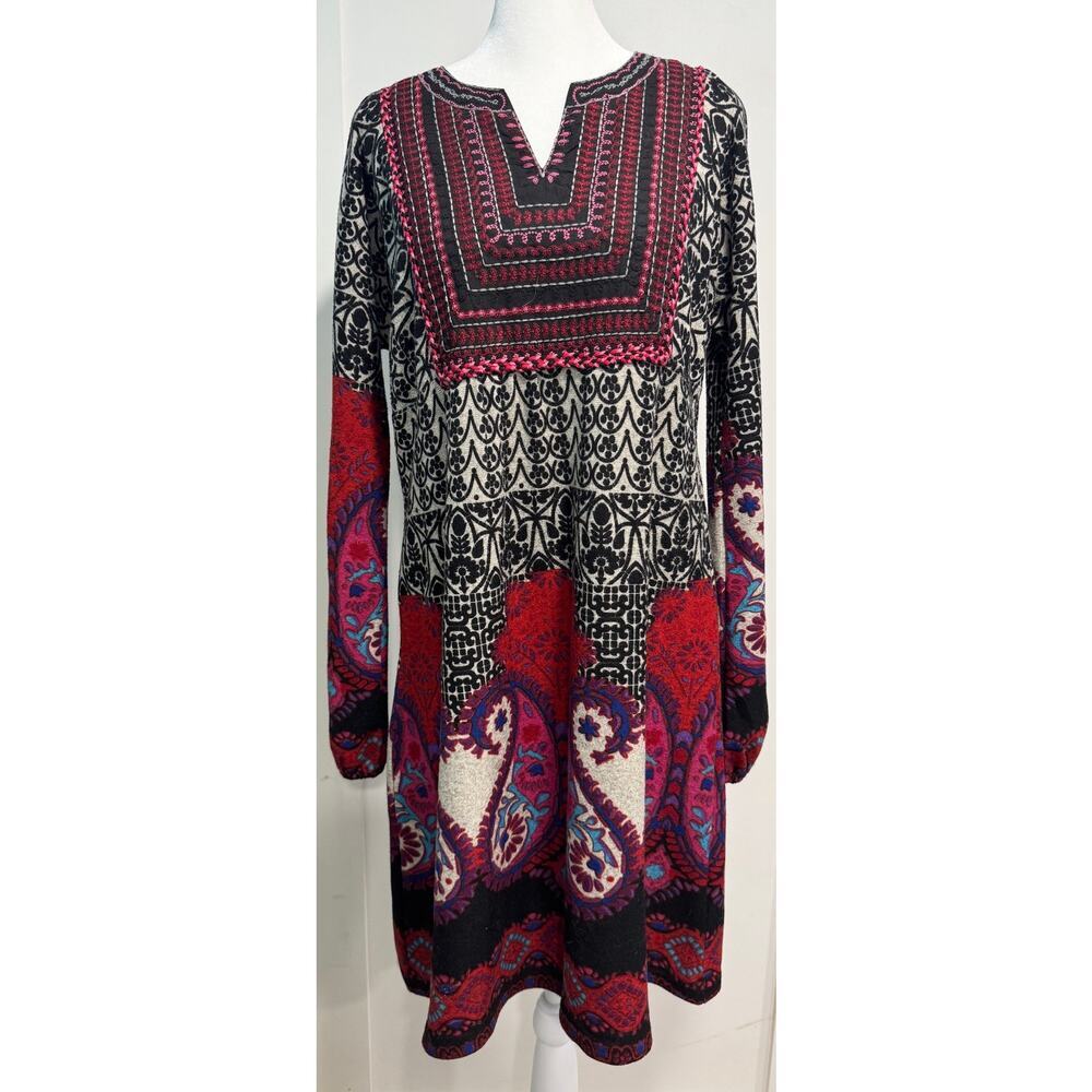 PAPILLON Longsleeve Patterned Embroidered Dress Tunic Boho Size M